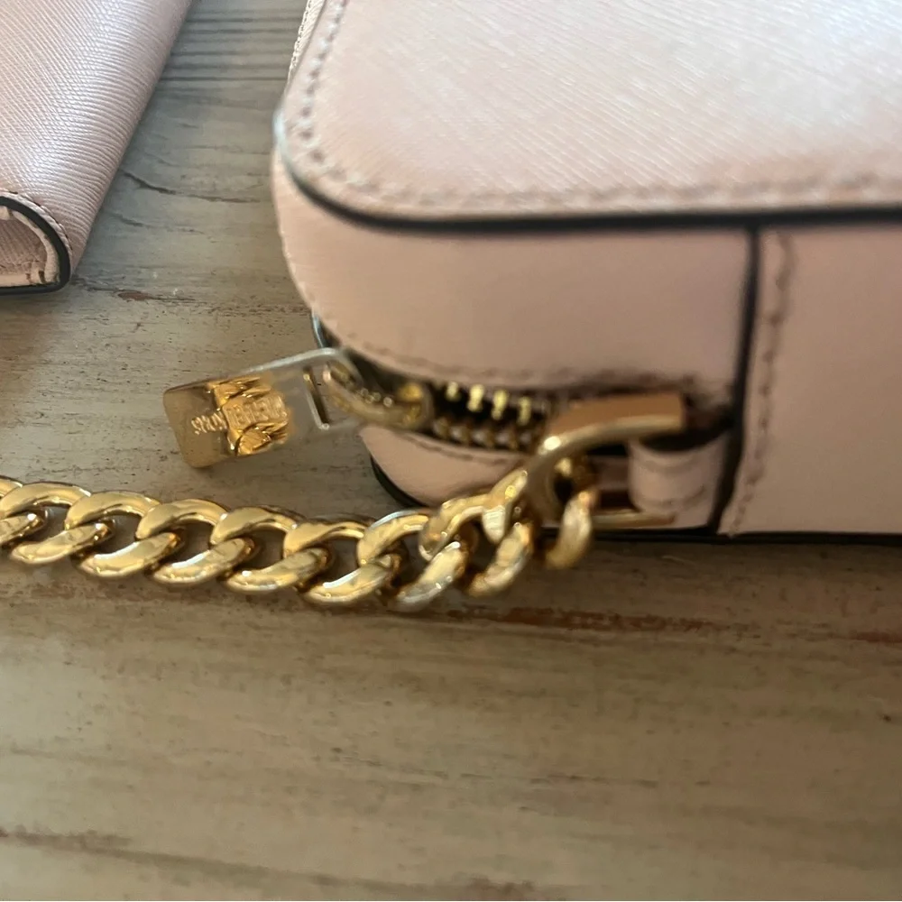 Michael Kors jet set east Saffiano leather Blush Crossbody Bag and Wallet Set